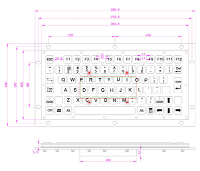 D-8669A 79 Keys Surface Sandblasting Process Rugged Waterproof Stainless Steel Compact Metal Industrial Keyboard