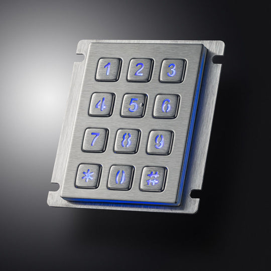 D-8208J-1-Backlight Outdoor 12 Keys 3X4 Industrial LED Backlit Metal Numeric Keypad For ATM Kiosk Access Control