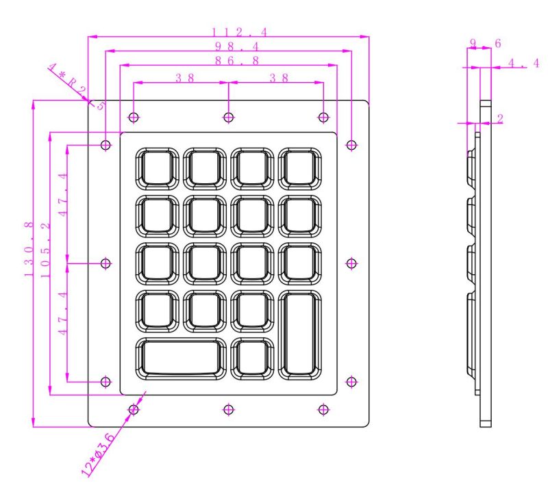 D-6102 18-Keys IP66 Waterproof Silicone Number Keypad