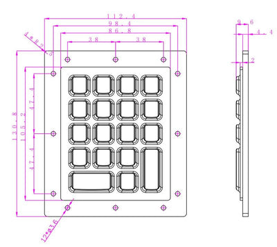 D-6102 18-Keys IP66 Waterproof Silicone Number Keypad
