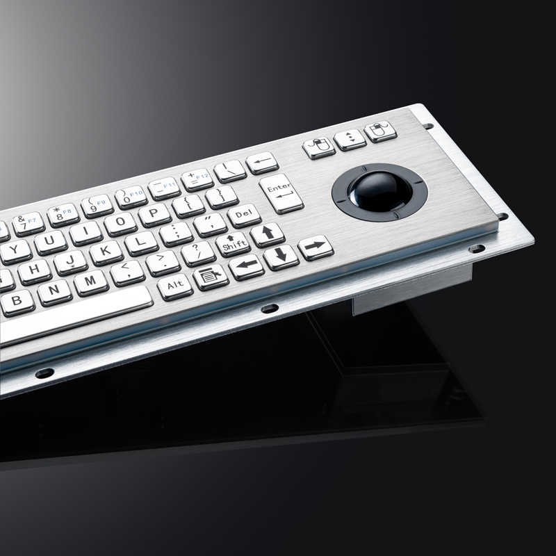 D-8635G Waterproof IP65 Vandal Proof Panel Mount USB Wired Stainless Steel Industrial Metal Keyboard With Trackball Mouse