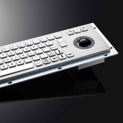 D-8635G Waterproof IP65 Vandal Proof Panel Mount USB Wired Stainless Steel Industrial Metal Keyboard With Trackball Mouse