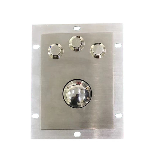 D-8331 Panel Mount Metal Trackball Mouse with 3 stainless steel buttons