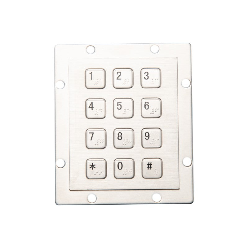 D-8208D Metal Braille Numeric Keypad - 12 Keys - USB - Industrial Keypad