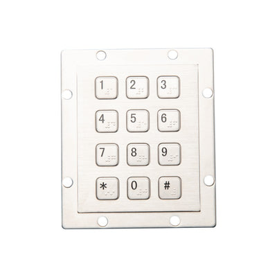 D-8208D Metal Braille Numeric Keypad - 12 Keys - USB - Industrial Keypad