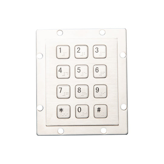 D-8208D Metal Braille Numeric Keypad - 12 Keys - USB - Industrial Keypad