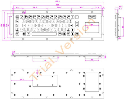 D-8607F Industrial Stainless Steel IP65 Metal Keyboard With 67 Flat Key