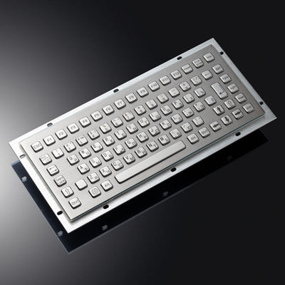 D-8670 86 Keys Ruggedized Waterproof Mini Stainless Steel Compact Metal Industrial Keyboard For Kiosks CNC Machine