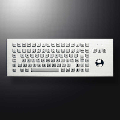 D-8606-DESK Customizable Layout Ruggedized Waterproof And Vandalproof Industrial Desktop Metal Keyboard With 38mm Trackball