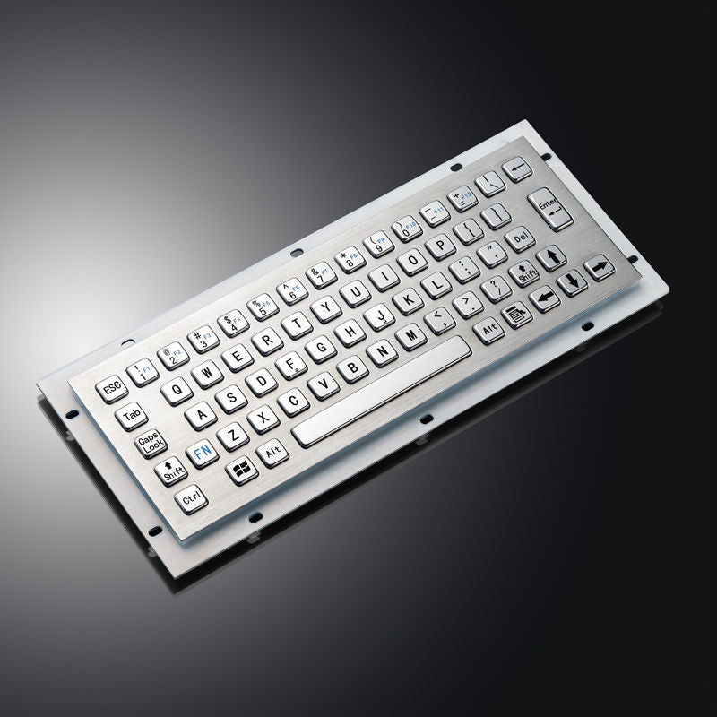 D-8673 IP67 Waterproof Rugged 65 Keys Panel Mount Stainless Steel Industrial Metal Keyboard