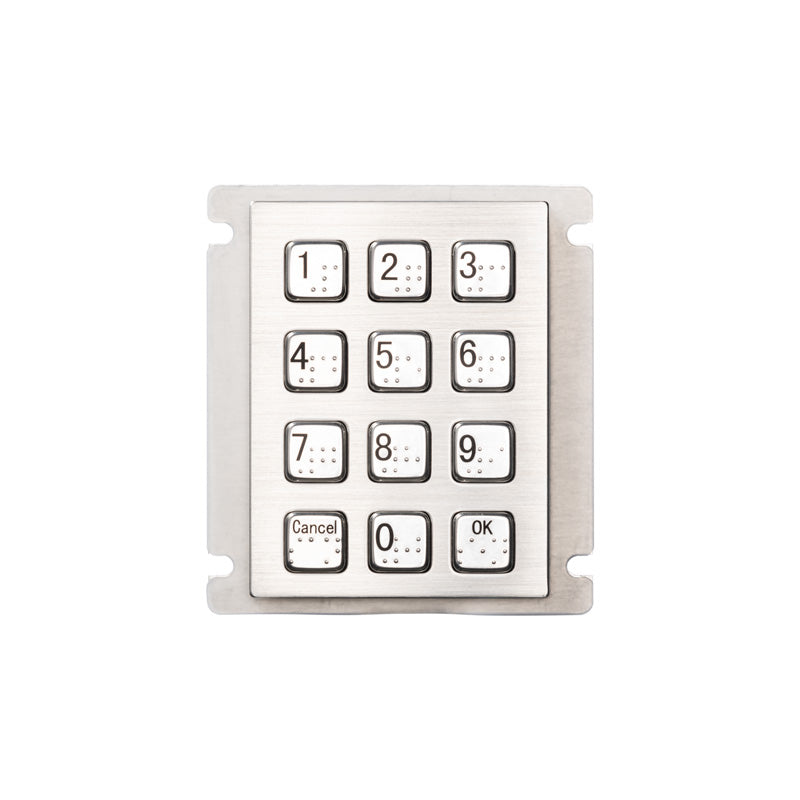 D-8208J-2-MW IP66 Waterproof 12 Keys Metal Keypad With Braille For Parcel Locker
