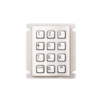 D-8208J-2-MW IP66 Waterproof 12 Keys Metal Keypad With Braille For Parcel Locker