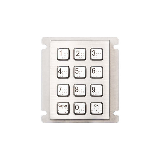 D-8208J-2-MW IP66 Waterproof 12 Keys Metal Keypad With Braille For Parcel Locker