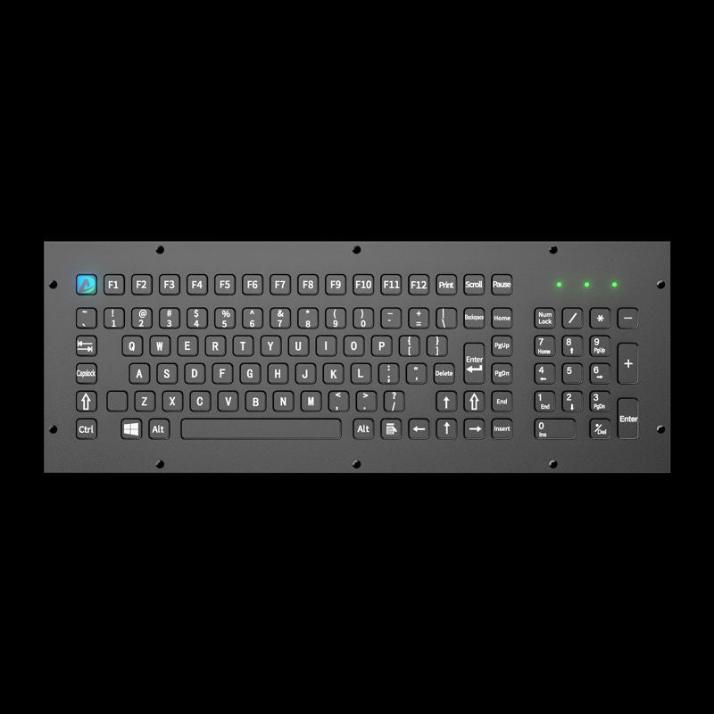 D-8625A-B 103 Keys Front Panel Mount Industrial Metal Keyboard with Number Keypad In Black