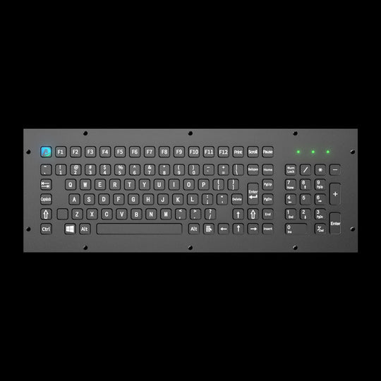 D-8625A-B 103 Keys Front Panel Mount Industrial Metal Keyboard with Number Keypad In Black
