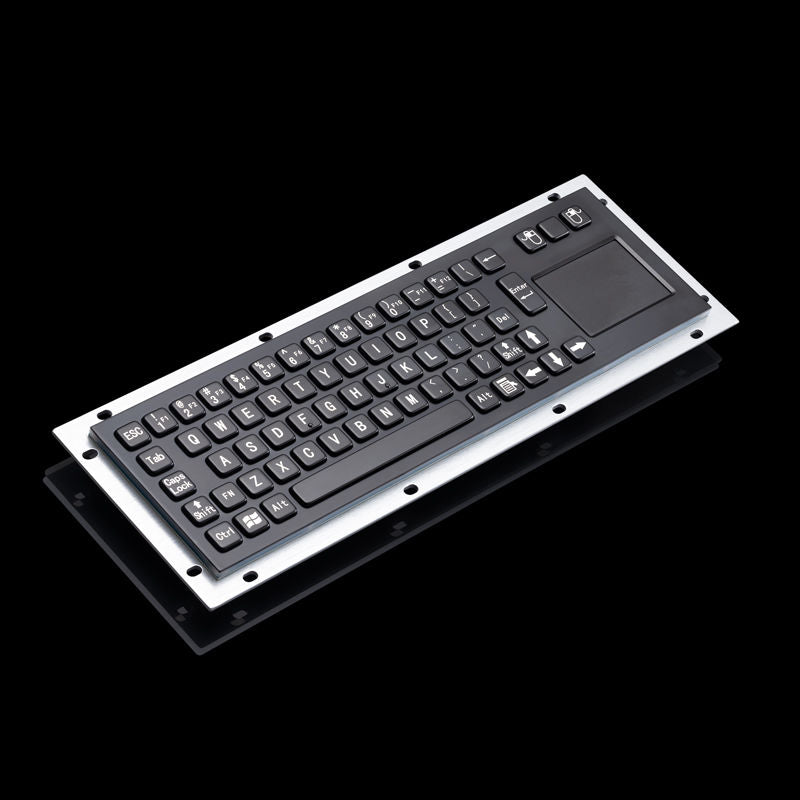 D-8635T-B Waterproof Panel Mounting Metal Stainless Steel Industrial Kiosk Black Keyboard with Integrated touchpad