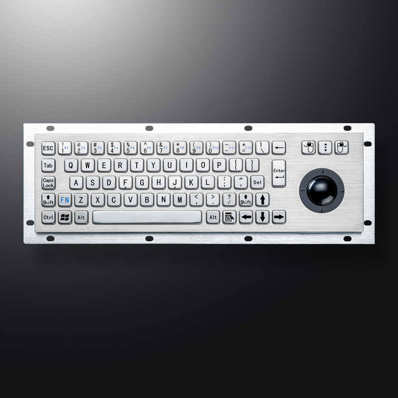 D-8635G Waterproof IP65 Vandal Proof Panel Mount USB Wired Stainless Steel Industrial Metal Keyboard With Trackball Mouse