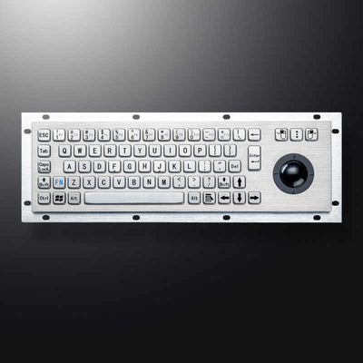 D-8635G Waterproof IP65 Vandal Proof Panel Mount USB Wired Stainless Steel Industrial Metal Keyboard With Trackball Mouse