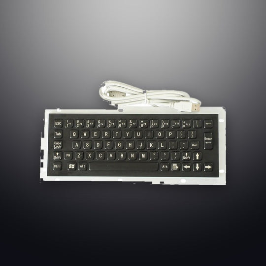D-8656B Mini 65 key Industrial Computer Waterproof Stainless Steel Metal keyboard In Black