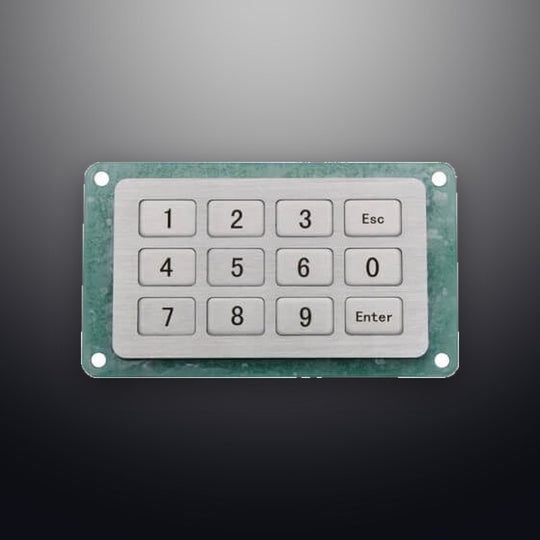 D-8935 Waterproof Slim Industrial Stainless Steel Metallic Keypad with 12 Keys IP54 4x3 Metal Matrix Keypad for Kiosk