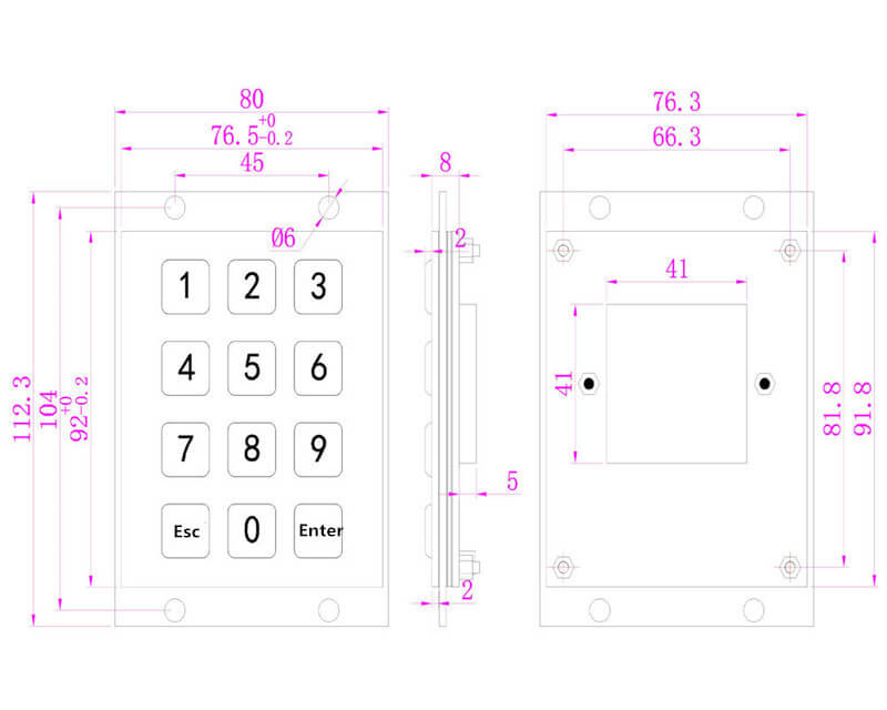 D-8208A 12 Keys 3x4 Industrial Mini Stainless Steel Kiosk Metal Numeric Keypad