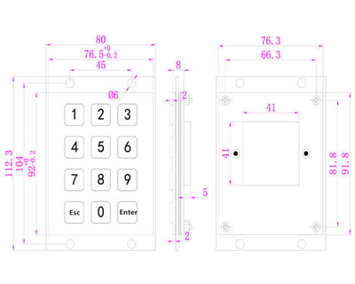 D-8208A 12 Keys 3x4 Industrial Mini Stainless Steel Kiosk Metal Numeric Keypad