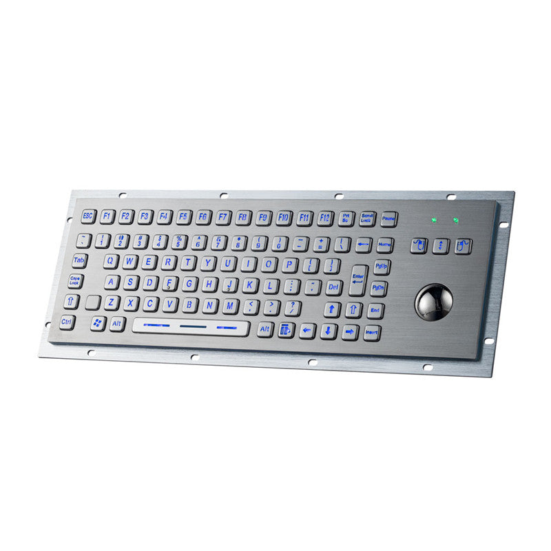 D-8606G-BG-VNAS IP65 Waterproof Backlight Industrial Stainless Steel Keyboards With Trackball