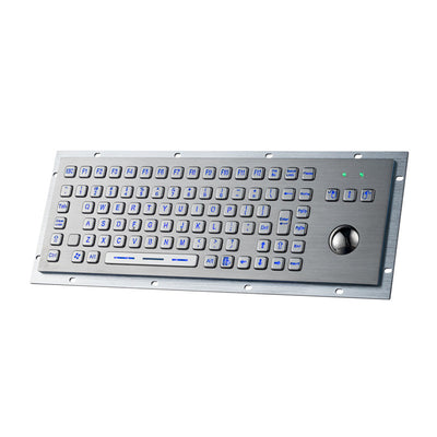 D-8606G-BG-VNAS IP65 Waterproof Backlight Industrial Stainless Steel Keyboards With Trackball