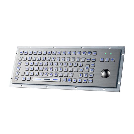 D-8606G-BG-VNAS IP65 Waterproof Backlight Industrial Stainless Steel Keyboards With Trackball