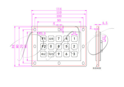 D-8218B 15 Keys IP65 Waterproof Stainless Steel Metal Industrial Keypad Use For Outdoor Self-service Kiosk