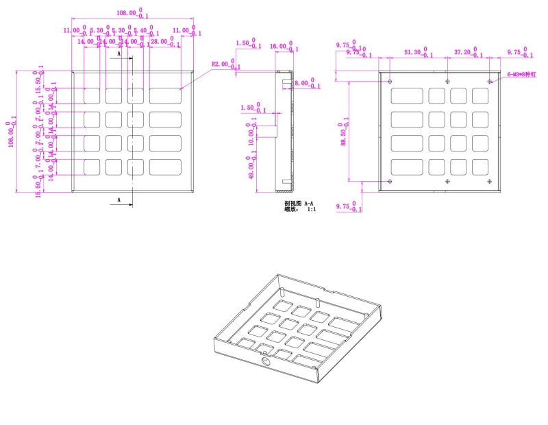 D-8201DESK 16 Keys Desktop IP65 Waterproof Industrial Metal Keypad Stainless Steel Keyboard