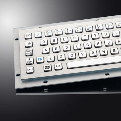 D-8673 IP67 Waterproof Rugged 65 Keys Panel Mount Stainless Steel Industrial Metal Keyboard