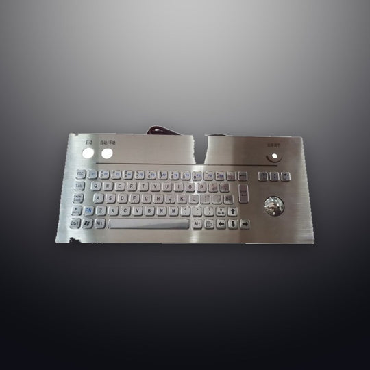 68 Keys Panel Mount Industrial Stainless Steel Metal Keyboard With Trackball
