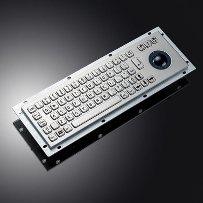 D-8635G-M USB Interface Rear Panel Mount Industrial Metal Braille Stainless Steel Keyboard With Trackball For Self-service Kiosk