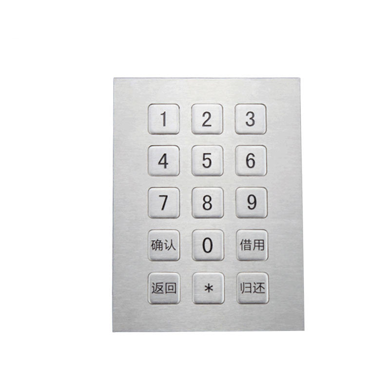 D-8225 3X5 15 Keys Stainless steel Metal Kiosk Keyboard Customizable Numeric Keypad