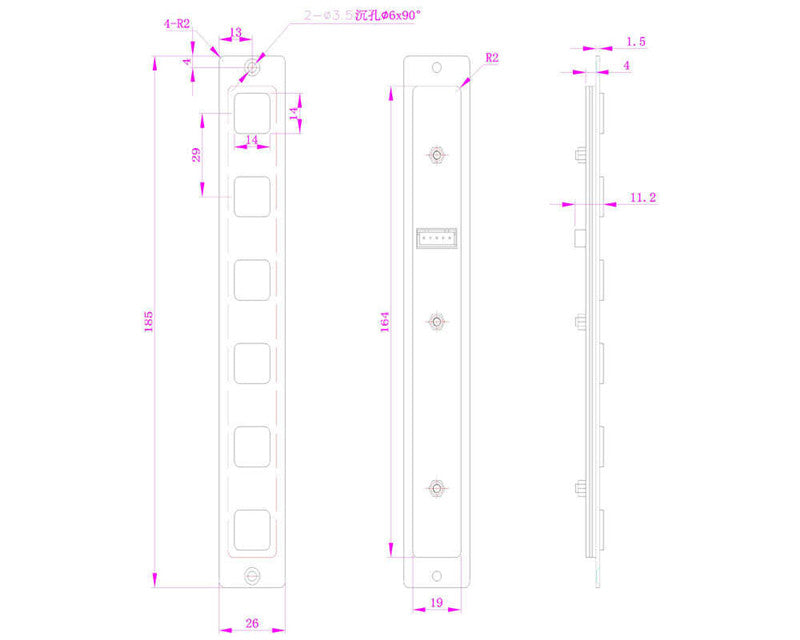D-8516 6 Function Keys Metal Keypad