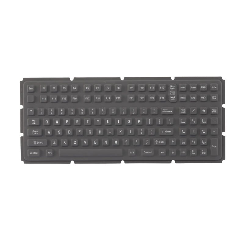 D-6210 IP66 Waterproof Backlight Durable Coating Antimicrobial Sealed Ruggedized Industrial Silicone Rubber Keyboard With Metal Base Plate