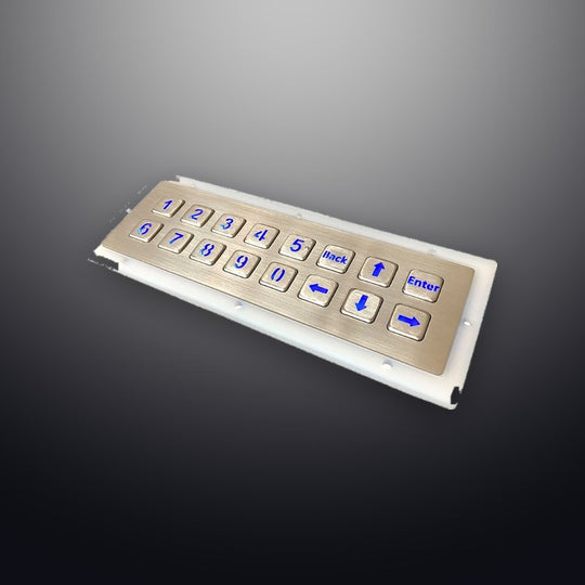 D-8908A 16 Keys Rugged Embedded Horizontal Double-Row Layout Backlight Metal Numeric Keypad