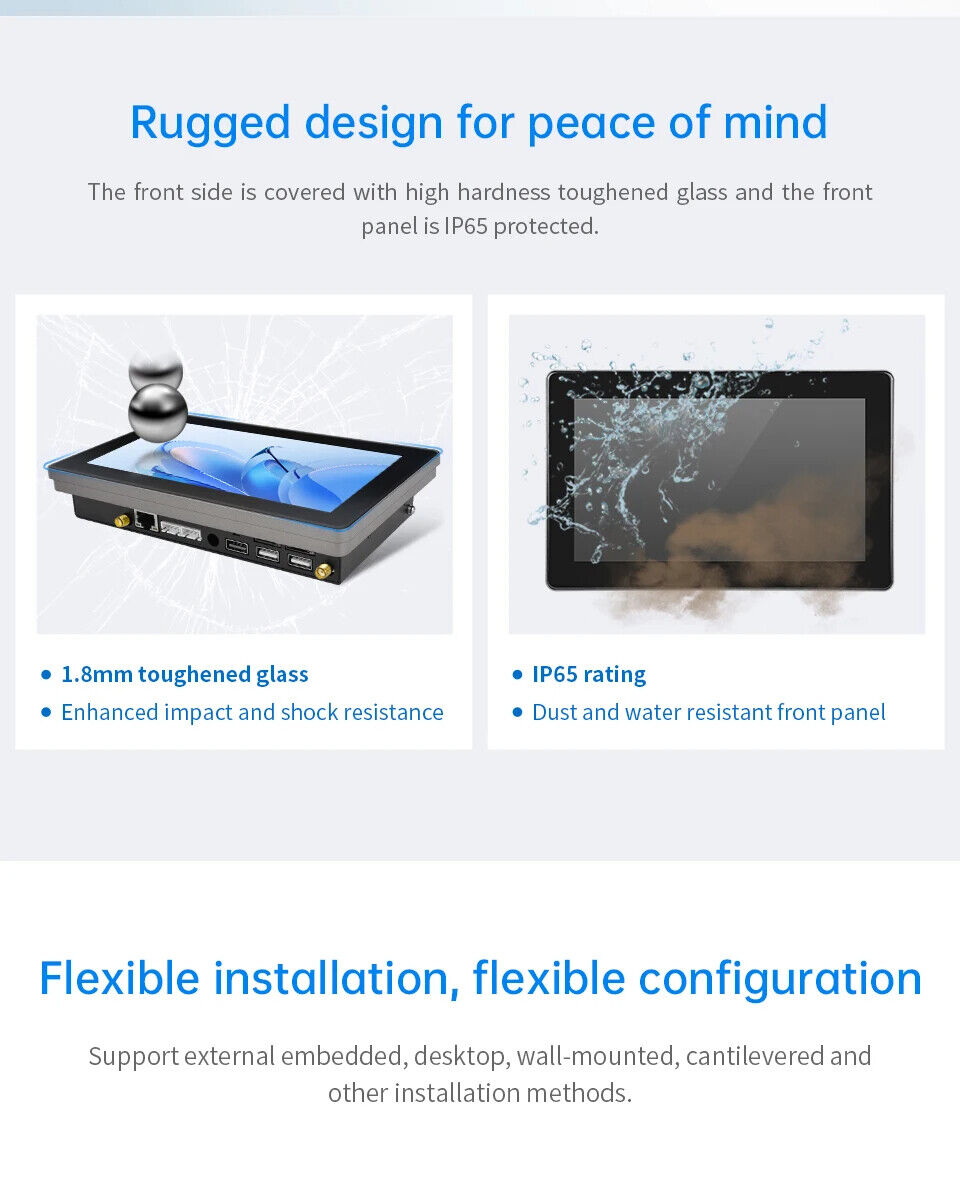 7" inch RK3288 2x INT SPK All in One HMI Android Panel PC, IPS, ABS Frame