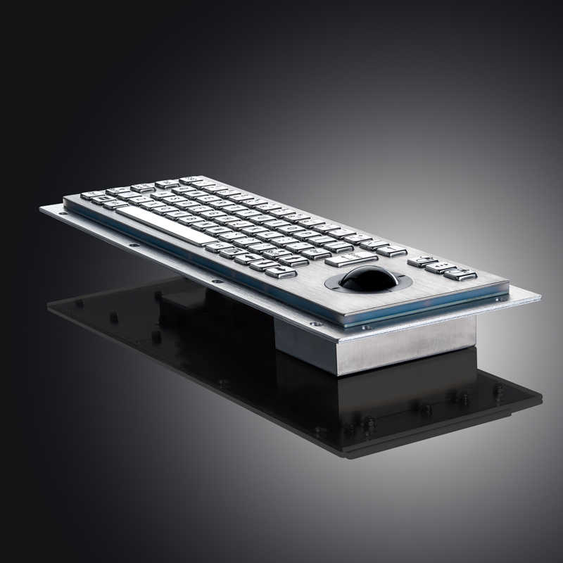 D-8635G Waterproof IP65 Vandal Proof Panel Mount USB Wired Stainless Steel Industrial Metal Keyboard With Trackball Mouse