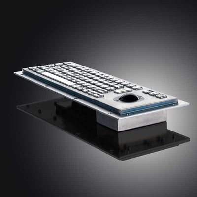 D-8635G Waterproof IP65 Vandal Proof Panel Mount USB Wired Stainless Steel Industrial Metal Keyboard With Trackball Mouse