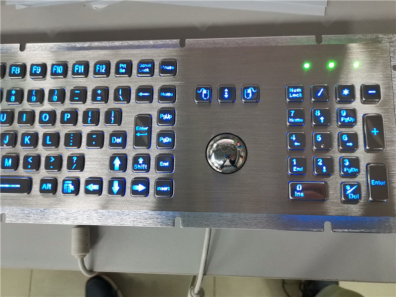 D-8605-BG 106 keys Industrial Backlight keyboard with Trackball mouse