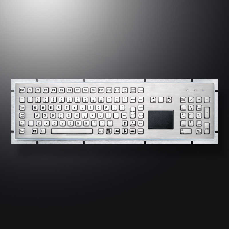 D-8605T 106 Keys All-In-One Industrial Metal Kiosk Full Size Stainless Steel Touchpad Keyboard With Numeric Keypad
