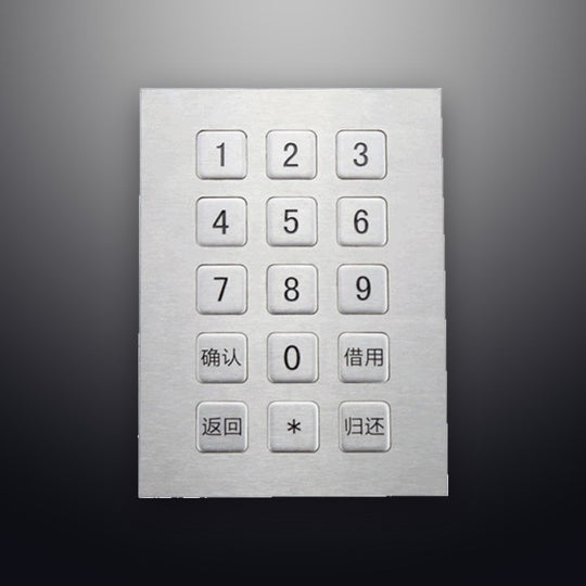D-8225 3X5 15 Keys Stainless steel Metal Kiosk Keyboard Customizable Numeric Keypad