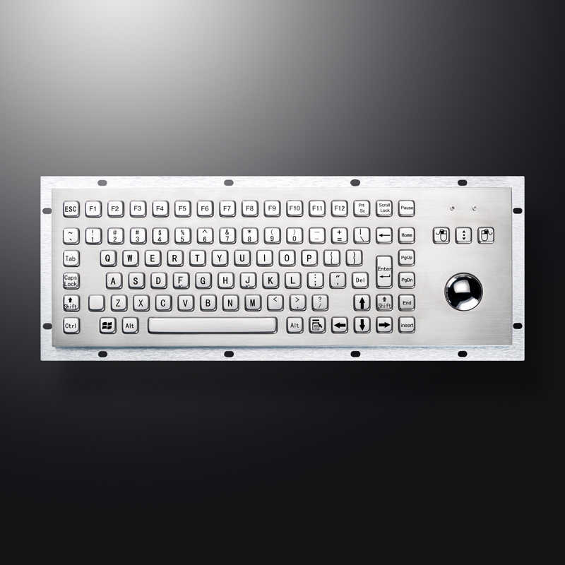 D-8606G IP65 Metal Industrial Keyboards With Trackball Stainless Steel USB Rugged Keyboard For Self Service Kiosk