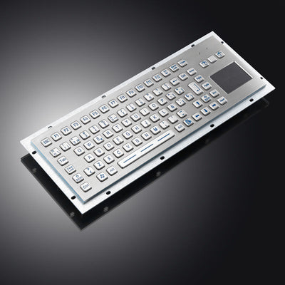 D-8606T Backlight 89 Keys Panel Mount Spainish Layout Industrial Metal Keyboard With Touchpad and Backlight