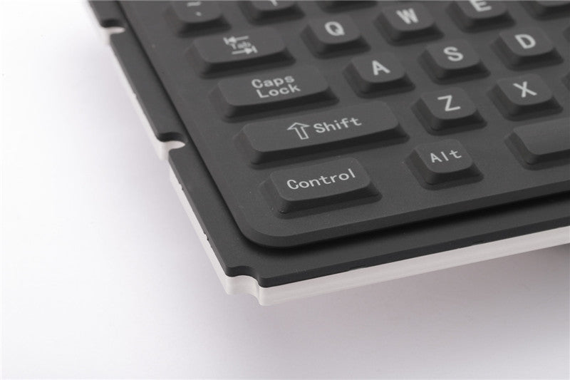 D-6210 IP66 Waterproof Backlight Durable Coating Antimicrobial Sealed Ruggedized Industrial Silicone Rubber Keyboard With Metal Base Plate
