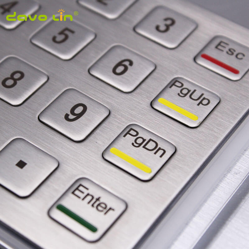 D-8203K 16 Keys 4x4 Vandal Proof Rugged Panel Mount Stainless Steel Metal Keypad Keyboard for Kiosk
