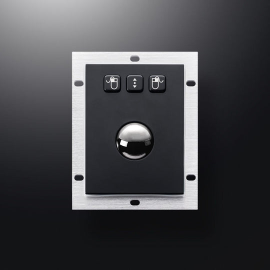 D-8302B Panel Mount Stainless Steel Metal Trackball Mouse In Black