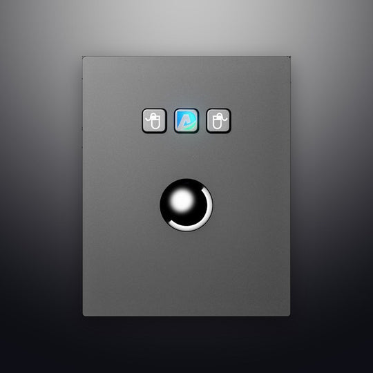 D-8302D Front Panel Mount Stainless Steel Metal Trackball Mouse In Black